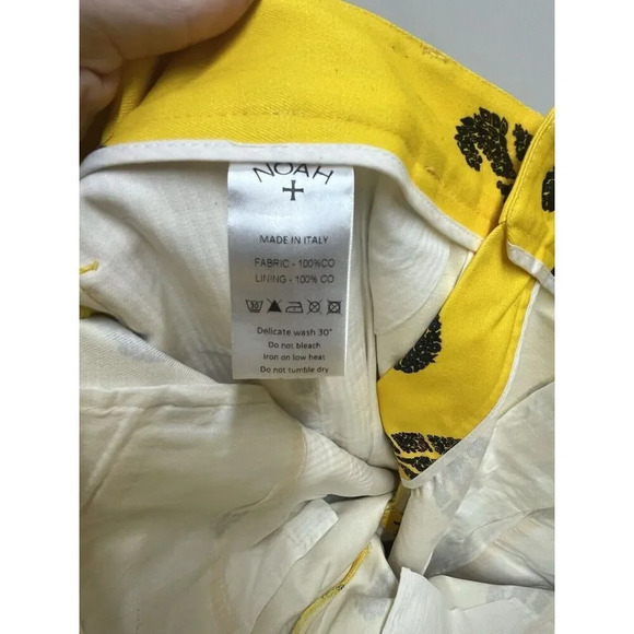 Noah NWT Floral Paisley Pleated Chino Pants Trousers Yellow SIZE 32 Mens - Picture 9 of 10